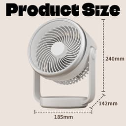 Oplaadbare bureauventilator (wit) – 4 snelheden, krachtige luchtstroom, 90° draaibaar, stil, voor slaapkamer, kantoor of buiten — thumbnail 3