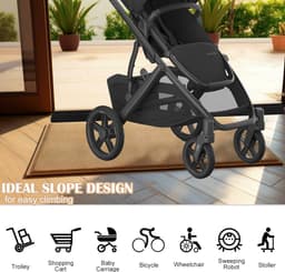 drempelophelling, 5,5 x 1,6 x 100 cm, stoeprandoprijplaat, pvc zuigrobot, drempelopdruk, overgangsrails, zelfklevend, drempeloprit voor rolstoel, kinderwagen, rollator & e-scooter, zwart — thumbnail 5