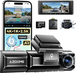 Dashcam voor auto - Zwart - 3,19 inch IPS-scherm - 4K+1080P+2.5K Resolutie - Met WiFi, GPS en Nachtzicht — thumbnail 1