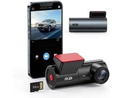 Dashcam voor auto - Zwart - 4K UHD - Met WiFi, Nachtzicht en G-sensor - Compacte Beveiliging voor Dagelijks Gebruik