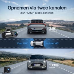 Dashcam voor auto - Zwart - 4K en Full HD - Dubbele Camera met Nachtzicht en WiFi - Voor Veilig Rijden — thumbnail 2