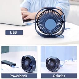 GELLDG Tafelventilator USB Ventilateur - Draagbare Mini Ventilator - 3 Snelheden Verstelbaar - Stil - 120cm Kabel - Geschikt voor Thuis en Kantoor - Kunststof - Afmetingen 12,3x5cm — thumbnail 3
