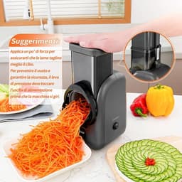 Elektrische groentesnijder - Zwart - Compact - Multifunctionele keukenmachine voor snijden, raspen en hakken — thumbnail 2