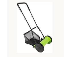 Handmatige Grasmaaier - Duwgrasmaaier Grasveger - Gazon Onderhoud - Met Opvangzak - 12 Inch - Zwart