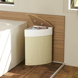 COVREO Wasmand 35x35x60 cm naturel, bamboe met 55 liter inhoud en deksel — thumbnail 4