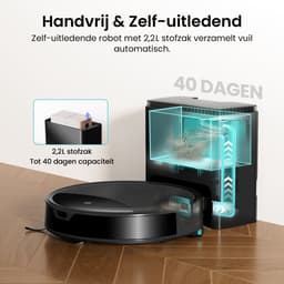 Lefant M350 Robotstofzuiger met dweilfunctie - Automatische lediging - Stofzuiger - 6000 Pa zuigkracht - Met oplaadstation - Bedienbaar via smartphone - ToF-navigatie - Met leegstation - Ideaal voor huisdieren - Zwart — thumbnail 4