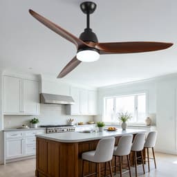 Plafondventilator 56 inch - 6 snelheden met omkeerbare functie - 3CCT LED-verlichting - afstandsbediening - drie massief houten bladen - geheugenfunctie — thumbnail 4