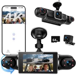 SnelShoppen - 360° Dashcam Auto 4 Kanaals FHD 4K + 1080p, Gratis 64GB SD-kaart, 4×140° Groothoek, WDR Nachtzicht, G-sensor, 3 inch IPS-display, 24/7 P — thumbnail 1