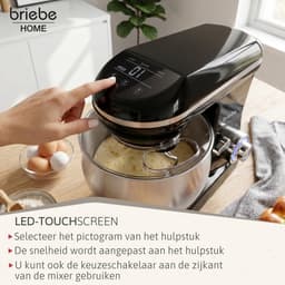 SnelShoppen - Professionele Keukenmachine 1800W Max, Kneedmachine met 5L Kom, 6 Snelheden, Pulsfunctie, Orbitale Beweging, LED-Touchscreen voor Keuken — thumbnail 4