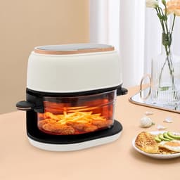 Airfryer - Heteluchtfriteuse - Gezond Frituren - Borosilicaat Glazen Mand - 4 Liter - Wit — thumbnail 2
