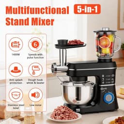 Keukenmixer - Keukenmachine - Bakken en koken - 5-in-1 multifunctioneel - 10L kom - Zwart — thumbnail 4