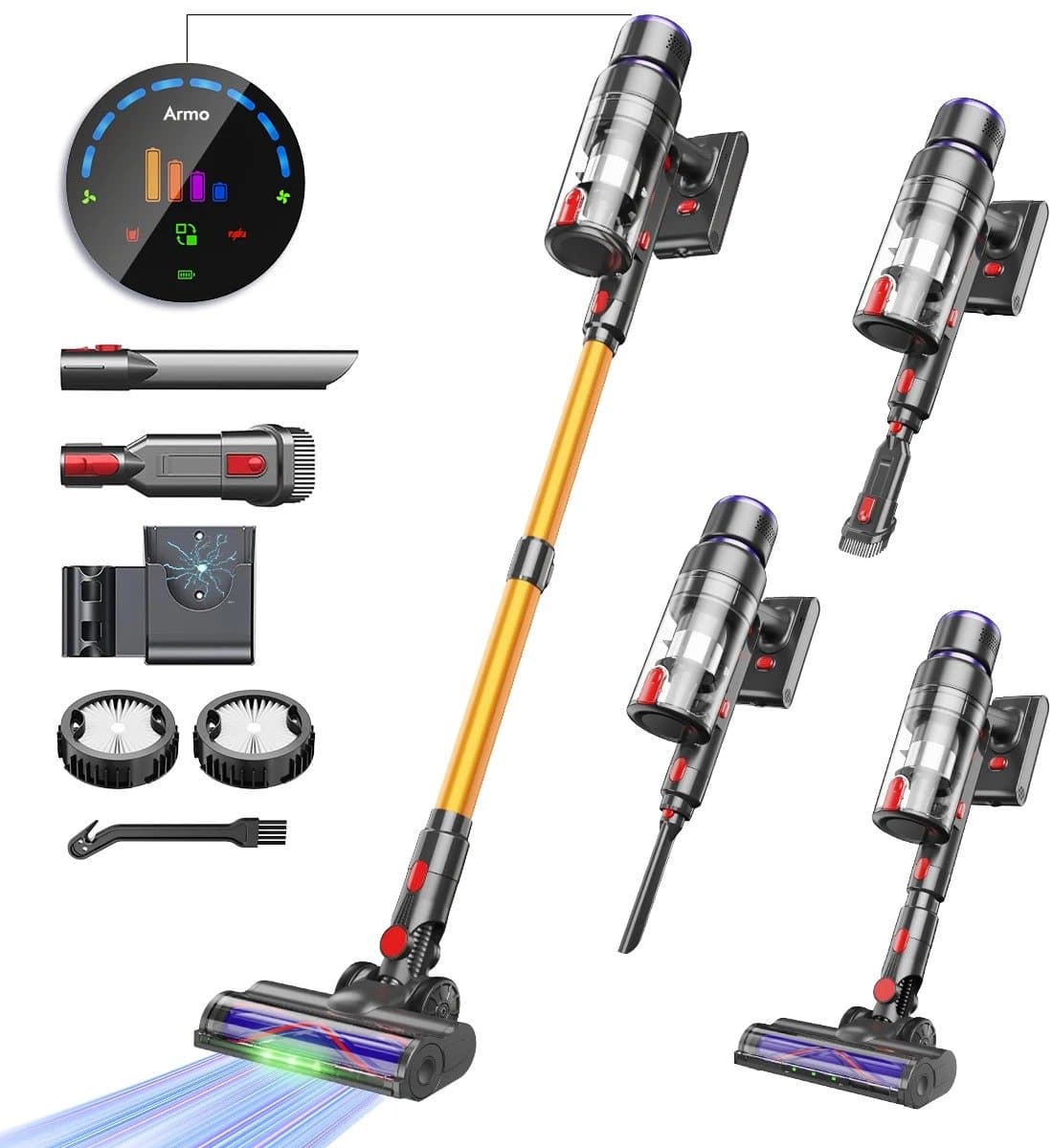 6 in 1 Draadloze Stofzuiger - Zonder zak - LCD Intelligent Display - 55kPa 600W - 55 Minuten Werktijd - 90° Opvouwbaar - LED - Watertank — afbeelding 1