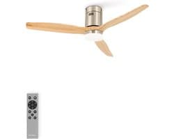 Plafondventilator met Licht - Ventilator - Comfort Verhogend - Stille DC Motor - 132 cm Diameter - Natuurlijk Hout