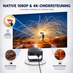 Mini Beamer met Autofocus - Full HD 1080P Projector Wifi 6 Bluetooth — thumbnail 3