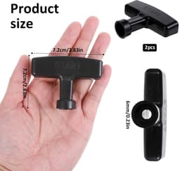 SnelShoppen - Pack van 2 Trekstartknoppen, Trekhandvat, Zwart Vervangingshandvat voor Grasmaaier en Kettingzaag, Duurzaam en Stevig, Tuinaccessoires, — thumbnail 5