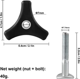 SnelShoppen - 2 Sets Grasmaaier Handgreep Knoppen Moer Bout Driehoekige Handgreep Bevestigingsschroef Set Vervanging voor Grasmaaier en Tuinmachines — thumbnail 4