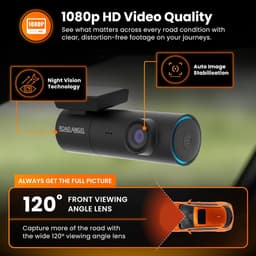SnelShoppen - Road Angel Halo Spark Dashcam Auto Camera - 1080p HD Dashcam voor Auto - Afleidingsvrij Design - Veiligheid, Verkeersopnames, Nachtzicht — thumbnail 2