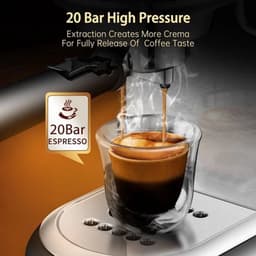 Espressomachine – 20 Bar – Compact Koffiezetapparaat - Semi-Automatisch - 1.1L - 1450W - ESE Pads - en Gemalen Koffie – RVS - Heetwaterfunctie — thumbnail 5
