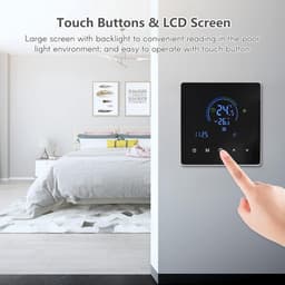 Intelligente Thermostaat - Wifi Regelaar - Waterverwarming Instellen - App Bediening Mogelijk - 240 Volt - Zwart — thumbnail 4