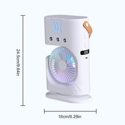 Vernevelende Ventilator - Mini Air Cooler - Persoonlijke Koeling - 3 Snelheden - 500ml Tank - Wit — thumbnail 4