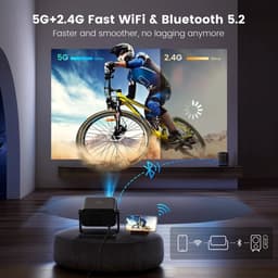 Mini Beamer - Projector - Digitale projector - 145° verstelbare standaard Miniprojector met WiFi en Bluetooth - 1080P - 18000 lumen - Draagbare projector - Autofocus - Schermschaal 16:09 - Compatibel met HDMI - Stroom - USB - Zwart — thumbnail 3