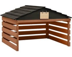vidaXL - Overkapping - voor - grasmaaier - 78x74x54 - cm - vurenhout - zwart - bruin