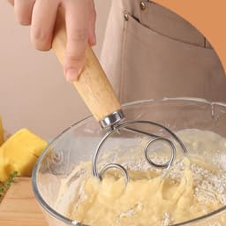 SnelShoppen - Danish Pasta Mixer, RVS Spiral Mixer met Houten Handvat, Duurzame Egg Broom, Keuken Gereedschap voor Perfecte Pasta, 1 Stuk — thumbnail 3