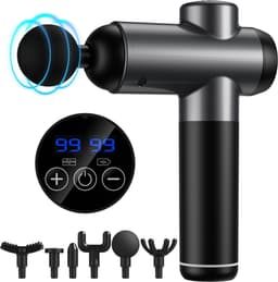 SnelShoppen - Massagepistool Draagbare Stil Diep Weefsel Spiermassagegeweer met 99 Verstelbare Niveaus, 6 Massagekoppen, LCD-aanraakscherm, Houtskoolz — thumbnail 1