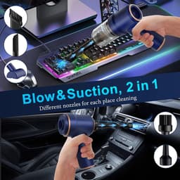 Cuhostki - 1 Set - Auto Stofzuiger - Handstofzuiger - Auto Stofzuiger Draadloos - Draadloze Auto Stofzuiger - Blauw - Kunststof - 4000mAh - 2-in-1 Zuig & Blaas - LED Verlichting - Veelzijdig - Eenvoudig Onderhoud — thumbnail 2