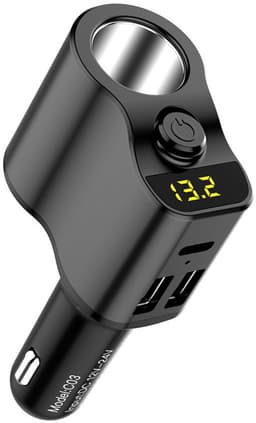 Autolader verlengsnoer sigarettenaansteker adapter stekkerdoos splitter 2 USB 1PD poorten spanningsmeter 12V/24V auto-aansluiting, voertuig USB-verdeler — thumbnail 1