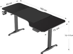 VDD Gaming - Bureau - Elektrisch in Hoogte verstelbaar - Zit-sta bureau - Game bureau - Computer Tafel - Gaming Desk - Game Bureaus - 160 x 75 cm — thumbnail 2