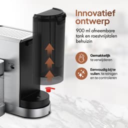 Lugia Pistonmachine 20 Bar - Koffiemachine met Automatische Melkopschuimer - Espressomachine - Led display - 20 bar - Ccappuccino, latte en macchiato - RVS Lugia — thumbnail 3