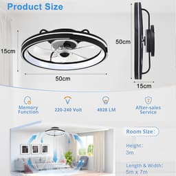 Dimbare Stille Plafondventilator met Licht en Afstandsbediening, 6 Snelheden en Omkeerbare Functie, Ideaal voor Woonkamer en Slaapkamer — thumbnail 2