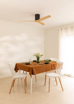 CREATE - Plafondventilator 40W silent 100% hout (Ø132cm) (ruimtes 10m²-25m²) - Zwart / Licht hout - Geen licht - Controller voor wandmontage + afstandsbediening - WIND CALM NATURAL WOOD — thumbnail 4