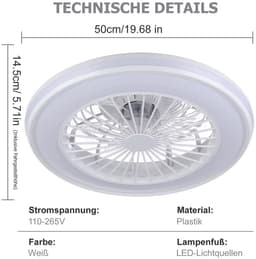 RGB Plafondventilator - Met Luidspreker - Dimbaar Met Afstandsbediening - 12 Kleuren - 60W - RGB Muziek Ventilator - Woonkamerlamp - Kroonluchter Ventilator — thumbnail 5