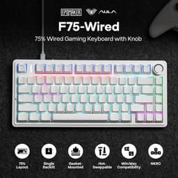 EPOMAKER x AULA F75 - Wit - Mechanisch Toetsenbord - Wired - RGB - 75% - QWERTY - Gaming Keyboard - Red Switch — thumbnail 3