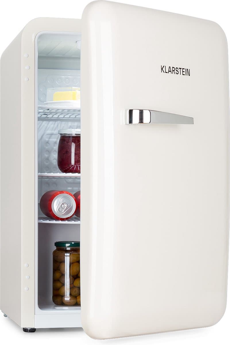 Klarstein Minibar Audrey Mini - kleine koelkast, compacte , vrijstaand, compressiekoeling, inhoud, koeltemperatuur: 0 - 10 °C, minikoelkast met een inhoud van 70 liter, wit - voor Kantoor - voor Keuken - Verstelbaar - Mini Fridge — afbeelding 1