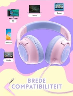 StayPowered Kinderheadset - Gehoorbescherming en Gemoedsrust Gecombineerd! - met Volumebegrenzing - Kristalhelder Stereogeluid - Draaibare Oorschelpen - Verstelbare Hoofdband - Compact Design - Roze - Levering Sneller dan Aangegeven! — thumbnail 4