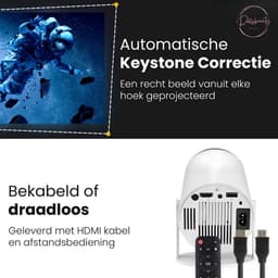 Mini Beamer Draagbaar 2025 - Alles-in-één Smart TV Projector - Android 11.0 - WiFi 6 & Bluetooth 5.2 - 4k Beeldkwaliteit - Wit - Lumen - Home Cinema - Dollssbeauty — thumbnail 4