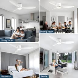 CL CHLIN® Trio Plafondventilator zwart met LED Verlichting – 52 Inch – Hoge Luchtstroom – Dual-Mode Licht – Met Afstandsbediening & Timer – Voor Woonkamer & Slaapkamer — thumbnail 5