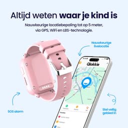 Qlokkie Kiddo Mini - GPS horloge kind - Smartwatch kinderen - GPS tracker kind met nauwkeurige locatiebepaling - GPS horloge kind met simkaart - Stel veilige zones in - SOS functie - Roze — thumbnail 3