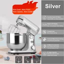Keukenmixer - Keukenmachine - Foodprocessor - Keukenrobot - LED Display - 6 Snelheden - 1200W - Stil DC-Motor - Elektrische Foodmixer - Zilver — thumbnail 1