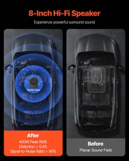 Auto subwoofer onder de stoel - Actieve subwoofer - 20 cm (203 mm) - 400 W - Ingebouwde versterker - Hoog- en laagniveau-ingang - Volumeregeling - Slank — thumbnail 3