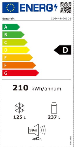 Exquisit CDJ444-040DB - Amerikaanse Koelkast - No-Frost - Digitaal Display - 5 Jaar Garantie - 362 liter - Zwart — thumbnail 2
