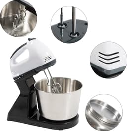 Keukenmachine - Mixer met RVS Deeghaken En Gardes - 7 Verschillende Snelheden - 100W - Krachtige Motor - 16cm x 16xm x 27.5cm — thumbnail 3