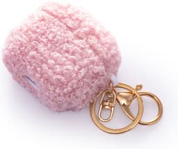 Casemania Hoesje Geschikt voor Apple AirPods 4 - Roze - Schokbestendig Teddy Furr Cover met Ring & Sleutelhanger — thumbnail 4