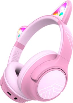 PowerLocus Bobo - Draadloze Koptelefoon voor Kinderen - Bluetooth koptelefoon - 74/85/94dB Volumebegrenzing - Katten Oortjes - Led Verlichting - Roze — thumbnail 1