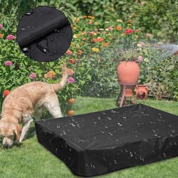 Zandbakafdekking 120 x 120 x 20 cm waterdicht en stofdicht - Oxford-stof - zwart - met trekkoord - voor zandbakken, zwembaden, terrassen en tuinen. — thumbnail 1