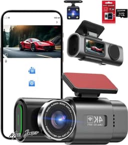 Mrs. Jones 4K Voor Achter Dashcam Auto Van Beveiliging Parkeren Mini Dash Camera Video DVR Recorder Wi-Fi APP GPS Tracker IPS Scherm Nachtzicht G-Sensor 170 Groothoek WDR 24 uur Parkeermonitorkit 64GB Streepje Street 1015 . — thumbnail 1