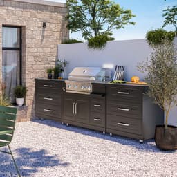 Oviala - 3-delige buitenkeuken met zwarte barbecue - Memphis — thumbnail 3